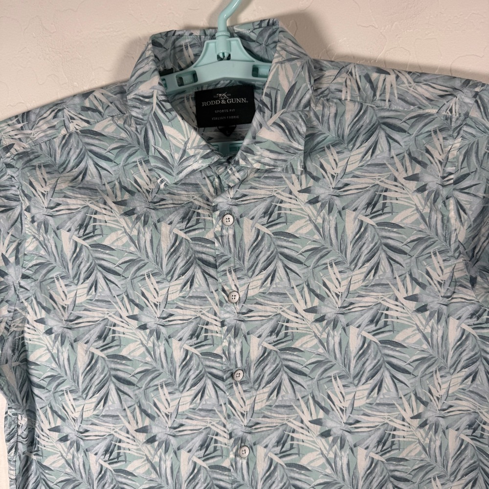 Rodd & Gunn Shirt Mens L Green Palm Leaf Sports Fit Cotton Casual Floral Button - Picture 1 of 8